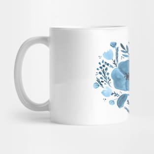 Watercolor poppies bouquet - blue Mug